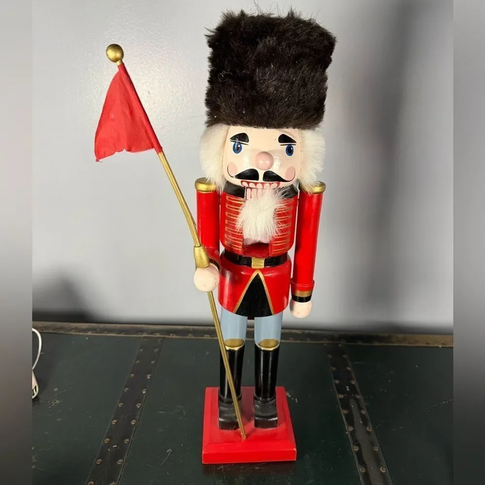 Vintage Large Hand Painted Wooden Nutcracker Classic Heavy Works 20” Soldier